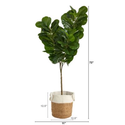 6-Foot Fiddle Leaf Fig Artificial Tree in Handmade and Natural Jute and Cotton Planter