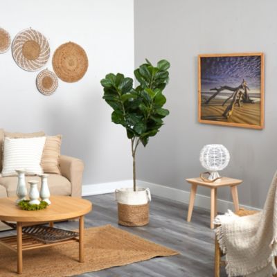 6-Foot Fiddle Leaf Fig Artificial Tree in Handmade and Natural Jute and Cotton Planter