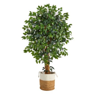 5.5-Foot Palace Ficus Artificial Tree in Handmade Natural Jute and Cotton Planter