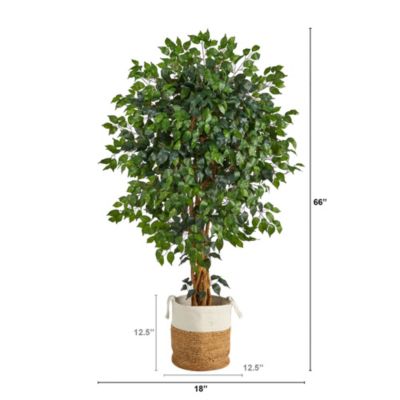 5.5-Foot Palace Ficus Artificial Tree in Handmade Natural Jute and Cotton Planter