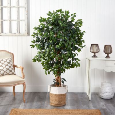 5.5-Foot Palace Ficus Artificial Tree in Handmade Natural Jute and Cotton Planter