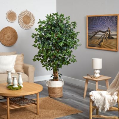 5.5-Foot Palace Ficus Artificial Tree in Handmade Natural Jute and Cotton Planter