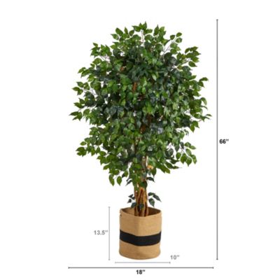 5.5-Foot Palace Ficus Artificial Tree in Handmade Natural Cotton Planter