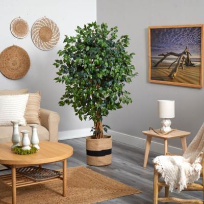 5.5-Foot Palace Ficus Artificial Tree in Handmade Natural Cotton Planter