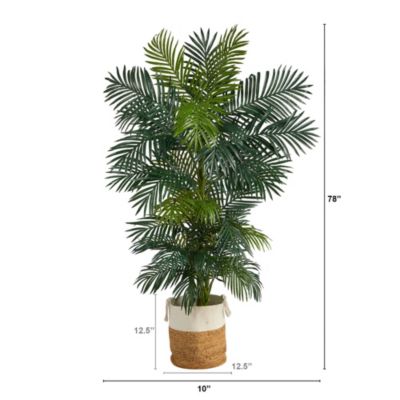 6.5-Foot Golden Cane Artificial Palm Tree in Handmade Natural Jute and Cotton Planter