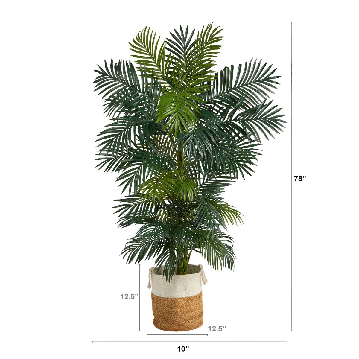 6.5-Foot Golden Cane Artificial Palm Tree in Handmade Natural Jute and Cotton Planter