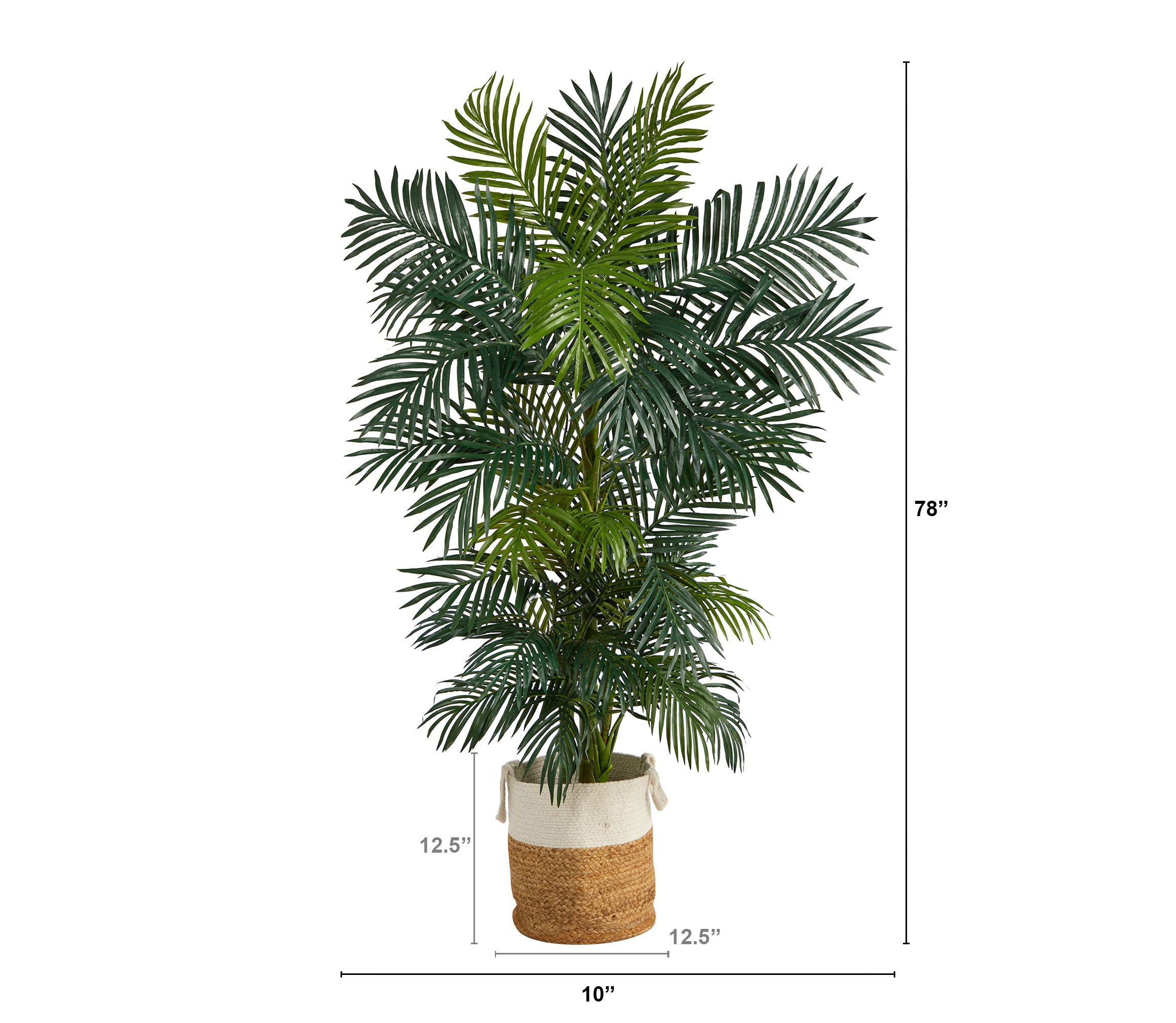 6.5-Foot Golden Cane Artificial Palm Tree in Handmade Natural Jute and Cotton Planter