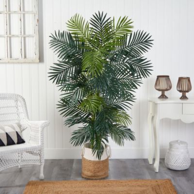 6.5-Foot Golden Cane Artificial Palm Tree in Handmade Natural Jute and Cotton Planter