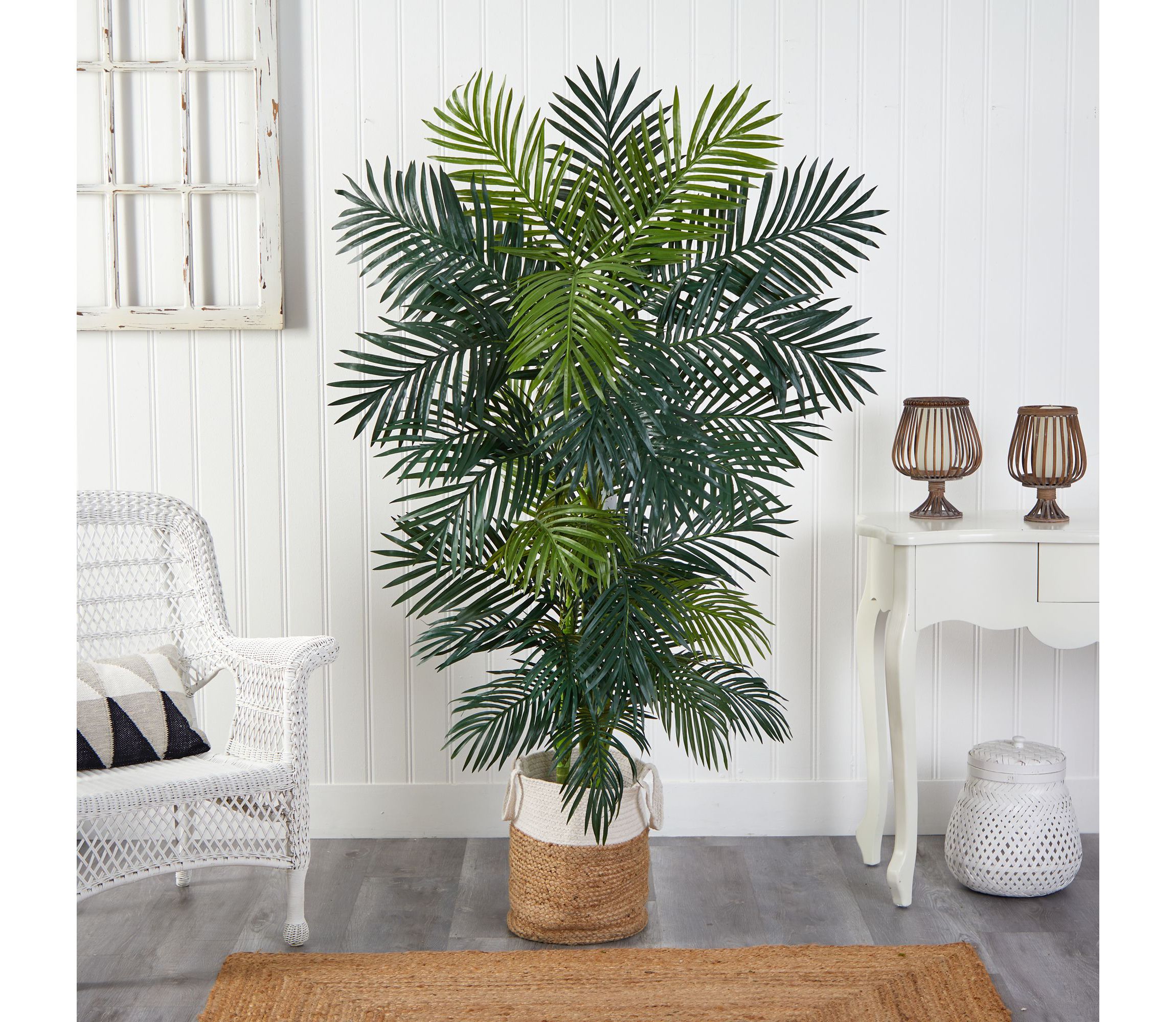 6.5-Foot Golden Cane Artificial Palm Tree in Handmade Natural Jute and Cotton Planter