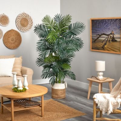 6.5-Foot Golden Cane Artificial Palm Tree in Handmade Natural Jute and Cotton Planter