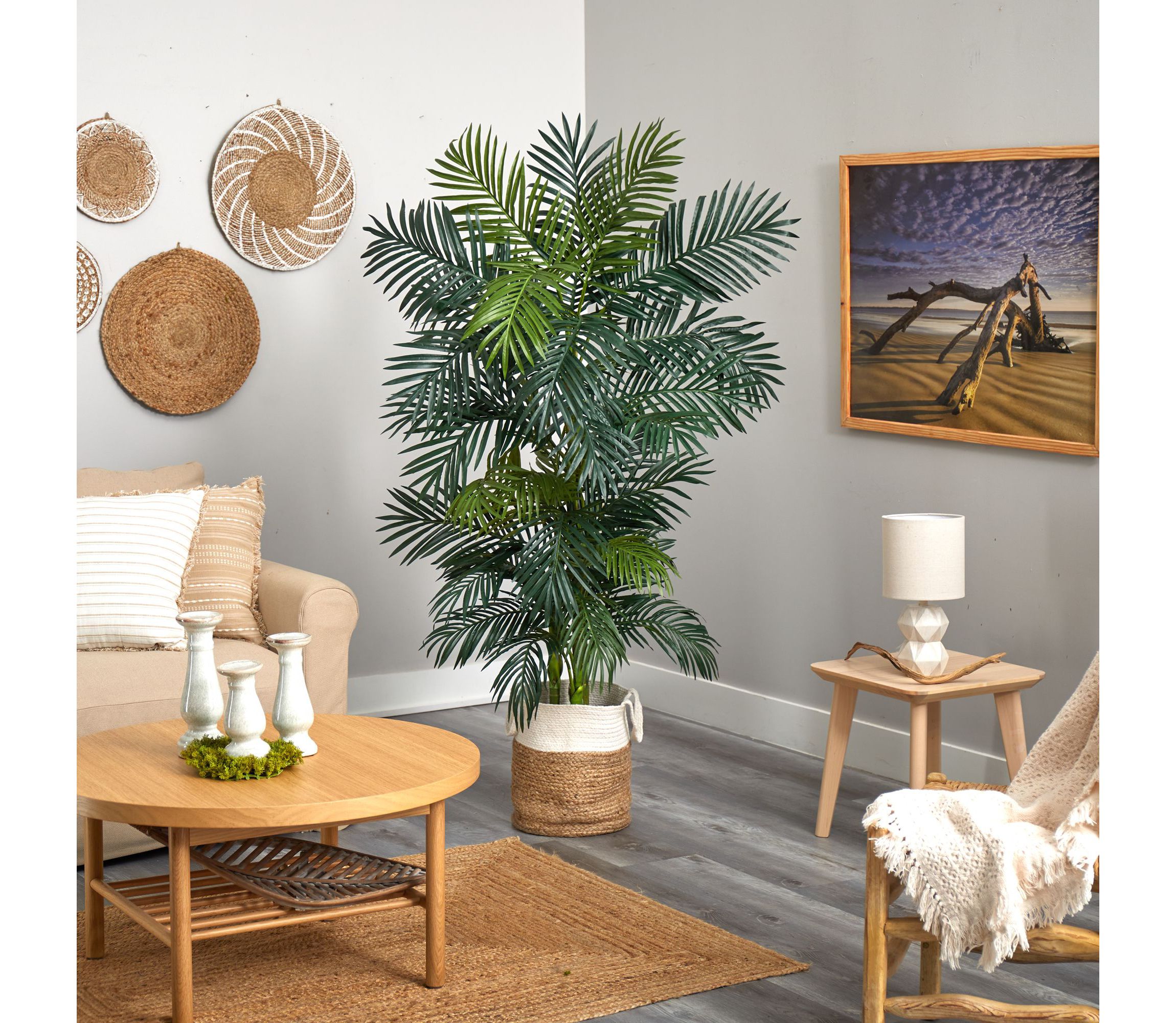 6.5-Foot Golden Cane Artificial Palm Tree in Handmade Natural Jute and Cotton Planter