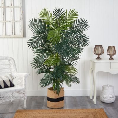 6.5-Foot Golden Cane Artificial Palm Tree in Handmade Natural Cotton Planter