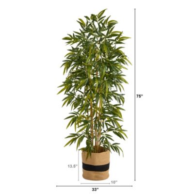 75-Inch Bamboo Artificial Tree in Handmade Natural Cotton Planter