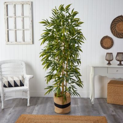 75-Inch Bamboo Artificial Tree in Handmade Natural Cotton Planter
