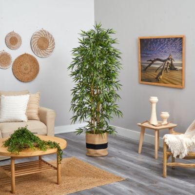 75-Inch Bamboo Artificial Tree in Handmade Natural Cotton Planter