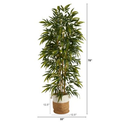75-Inch Bamboo Artificial Tree in Handmade Natural Jute and Cotton Planter