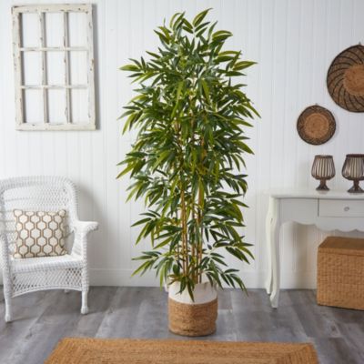 75-Inch Bamboo Artificial Tree in Handmade Natural Jute and Cotton Planter