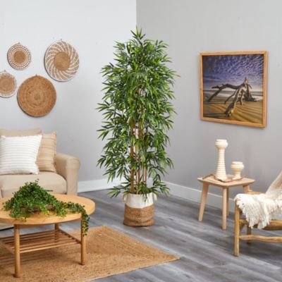 75-Inch Bamboo Artificial Tree in Handmade Natural Jute and Cotton Planter