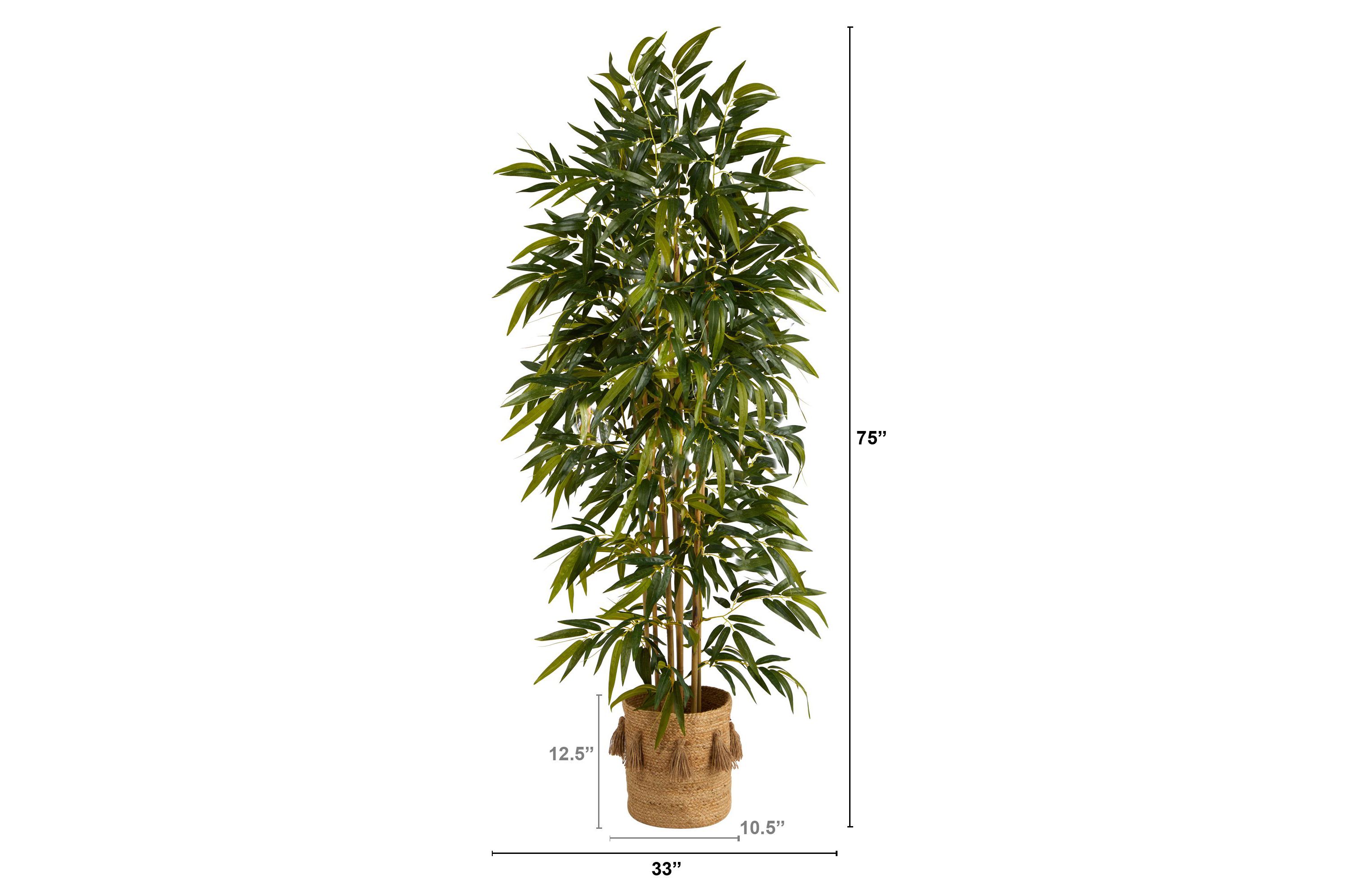 75-Inch Bamboo Artificial Tree in Handmade Natural Jute Planter with Tassels