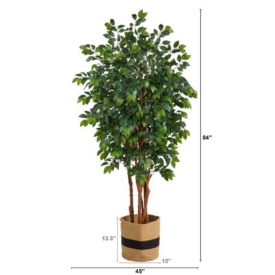 7-Foot Sakaki Artificial Tree in Handmade Natural Cotton Planter