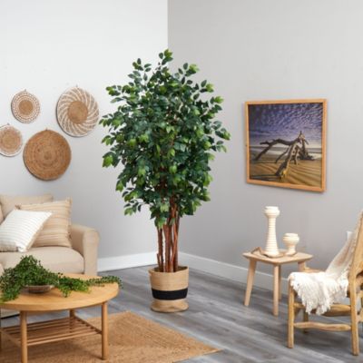 7-Foot Sakaki Artificial Tree in Handmade Natural Cotton Planter