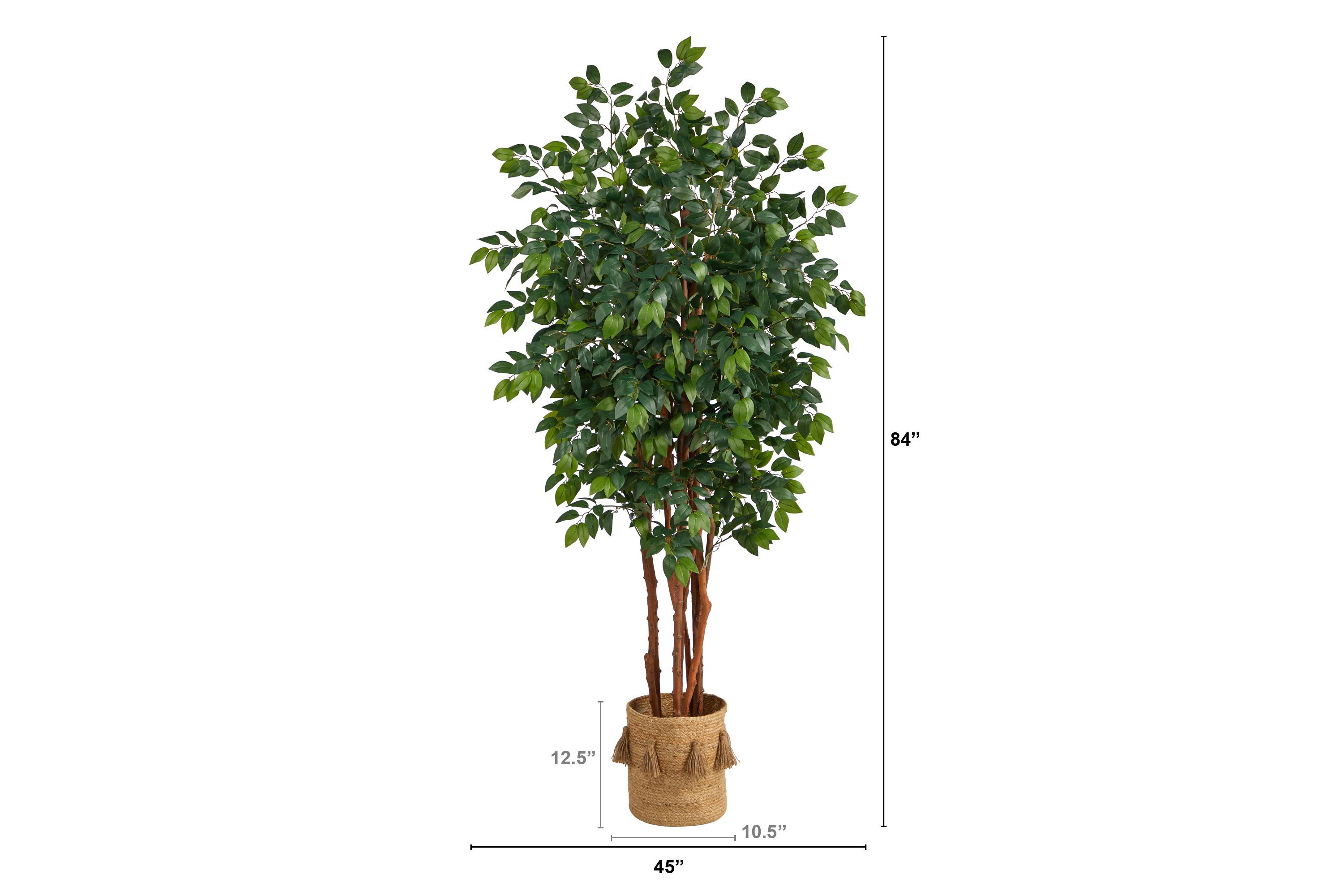 7-Foot Sakaki Artificial Tree in Handmade Natural Jute Planter with Tassels