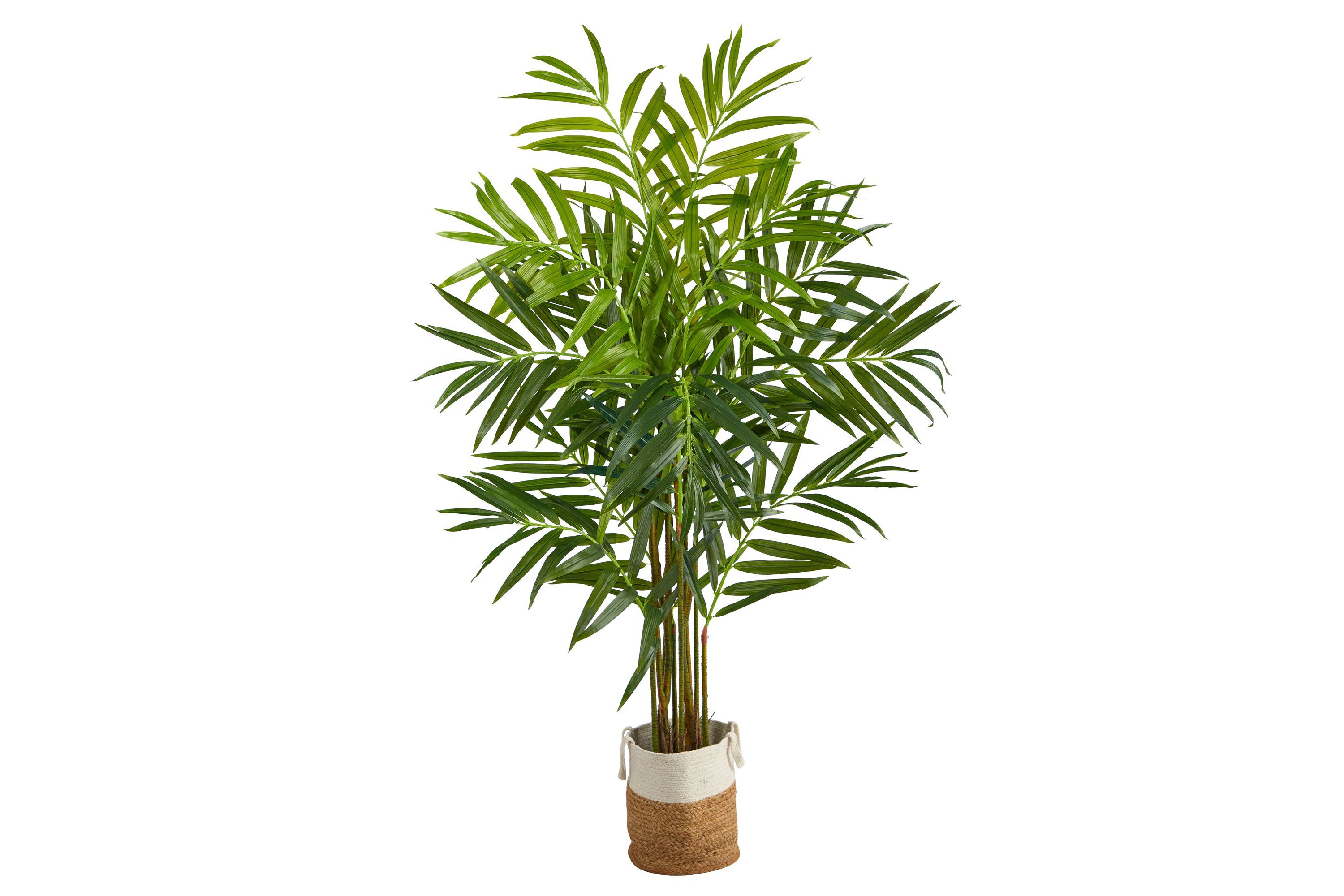 8-Foot King Palm Artificial Tree with 12 Bendable Branches in Handmade Natural Jute and Cotton Planter