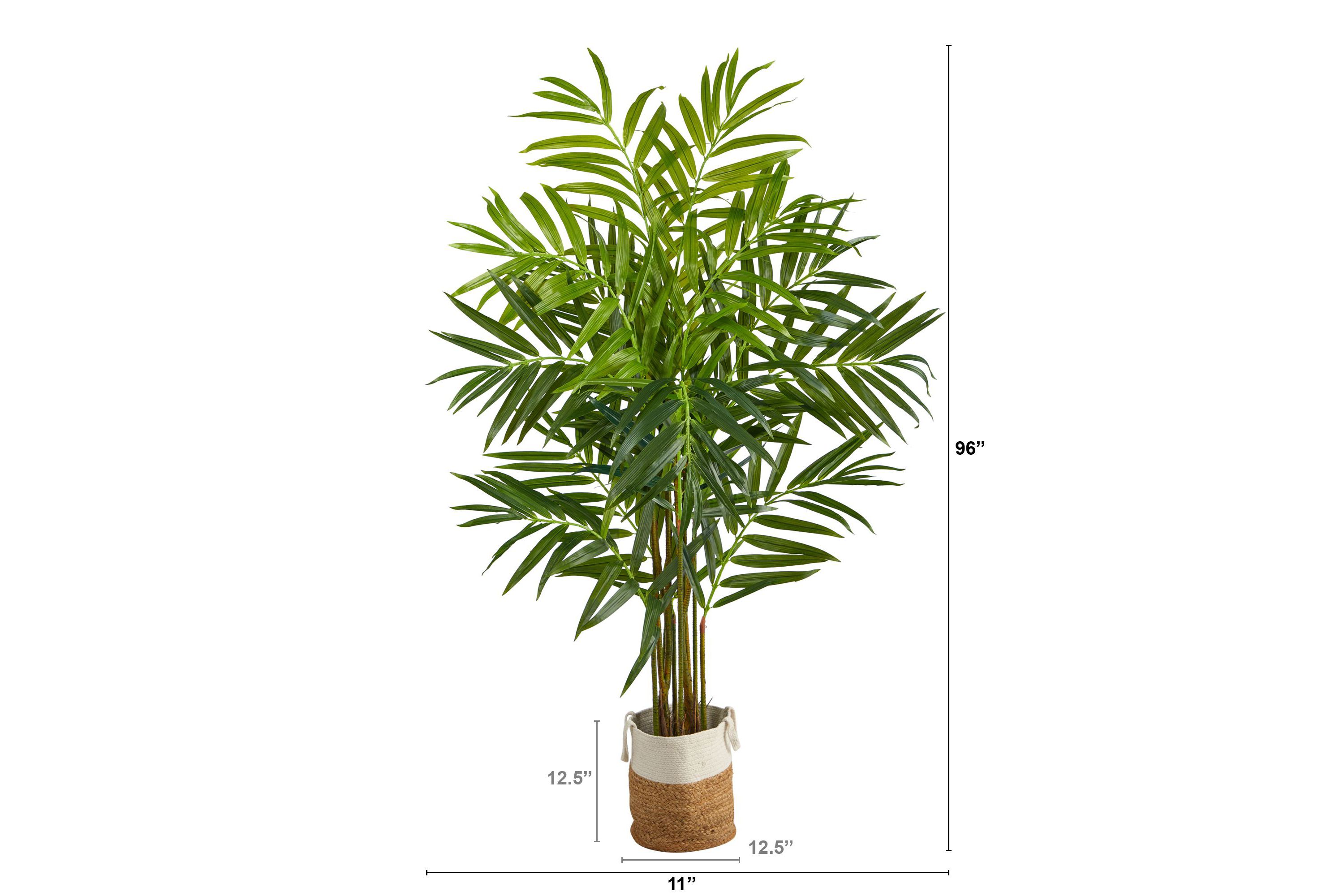 8-Foot King Palm Artificial Tree with 12 Bendable Branches in Handmade Natural Jute and Cotton Planter