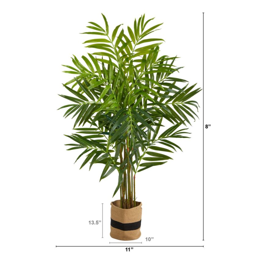 8-Foot King Palm Artificial Tree in Handmade Natural Jute and Cotton Planter