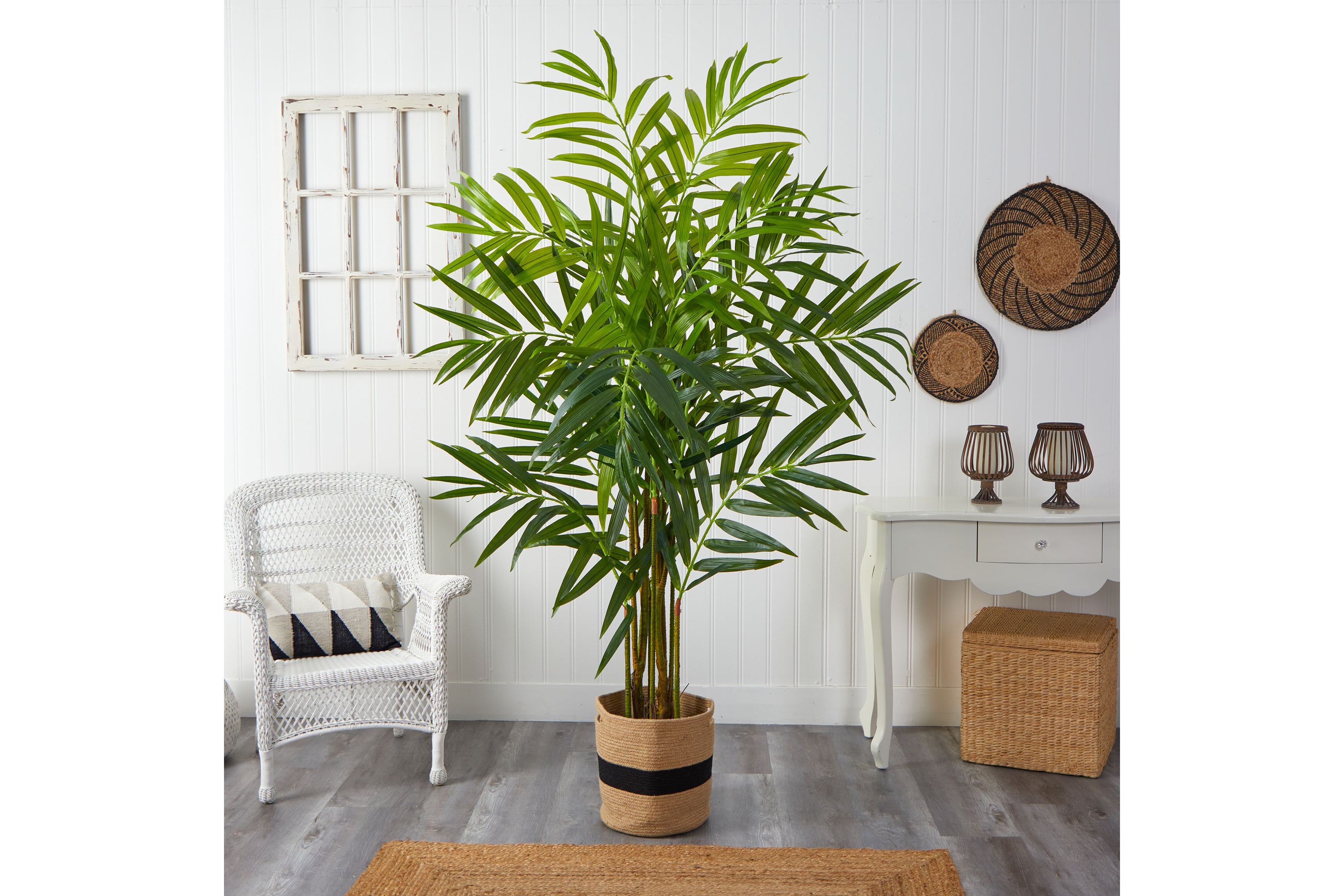 8-Foot King Palm Artificial Tree in Handmade Natural Jute and Cotton Planter