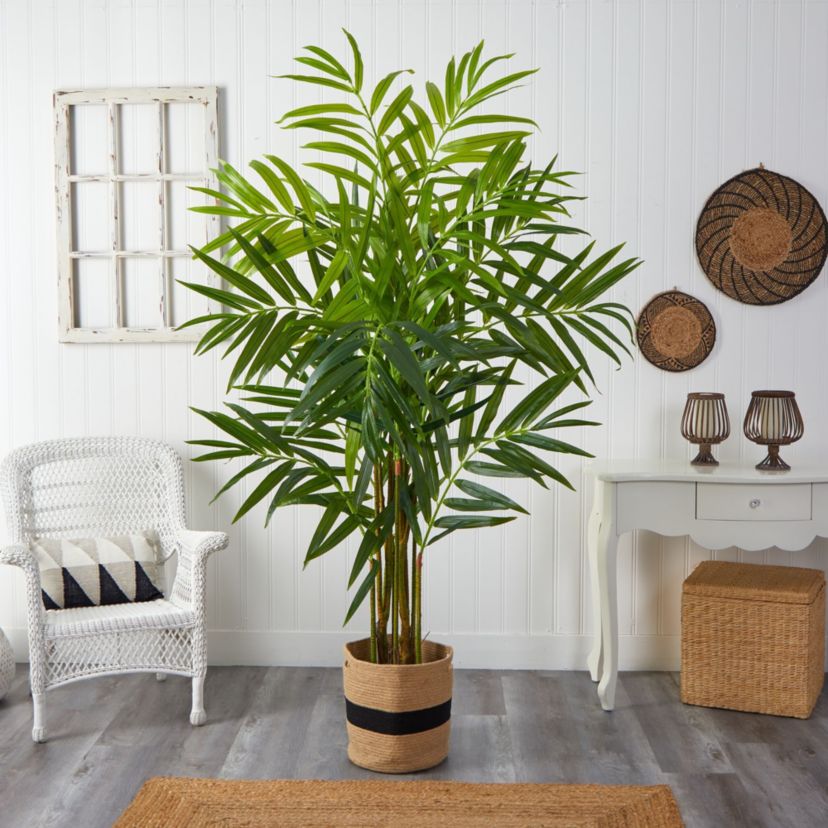 8-Foot King Palm Artificial Tree in Handmade Natural Jute and Cotton Planter