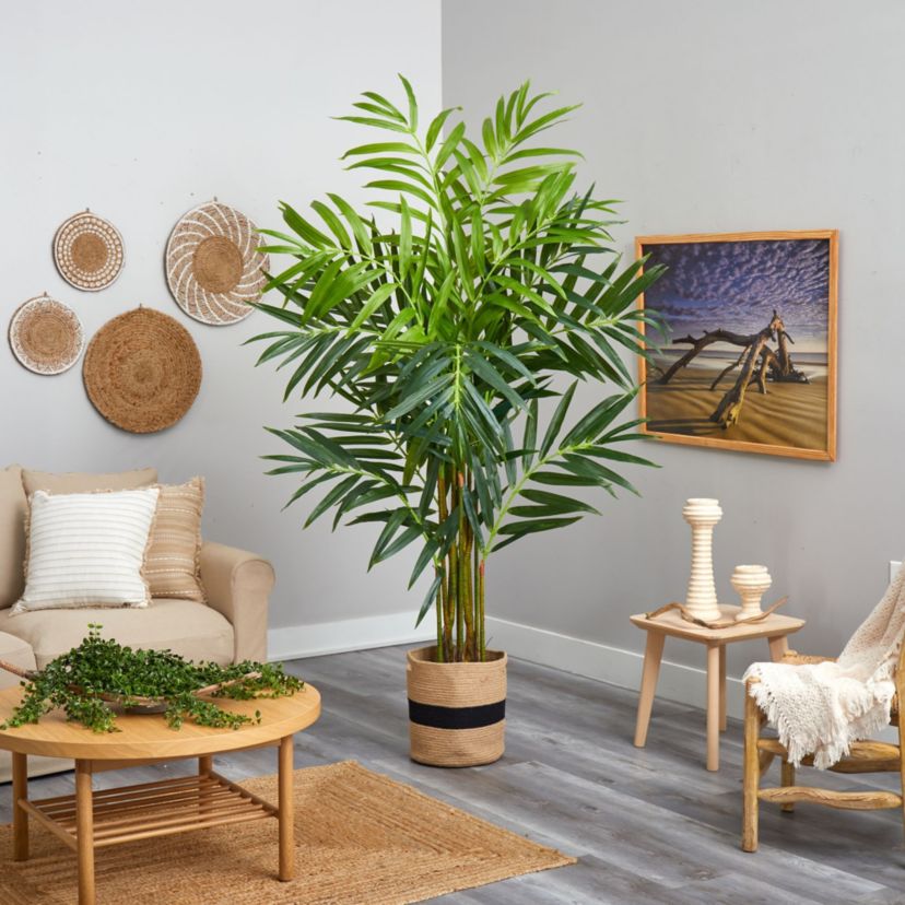 8-Foot King Palm Artificial Tree in Handmade Natural Jute and Cotton Planter