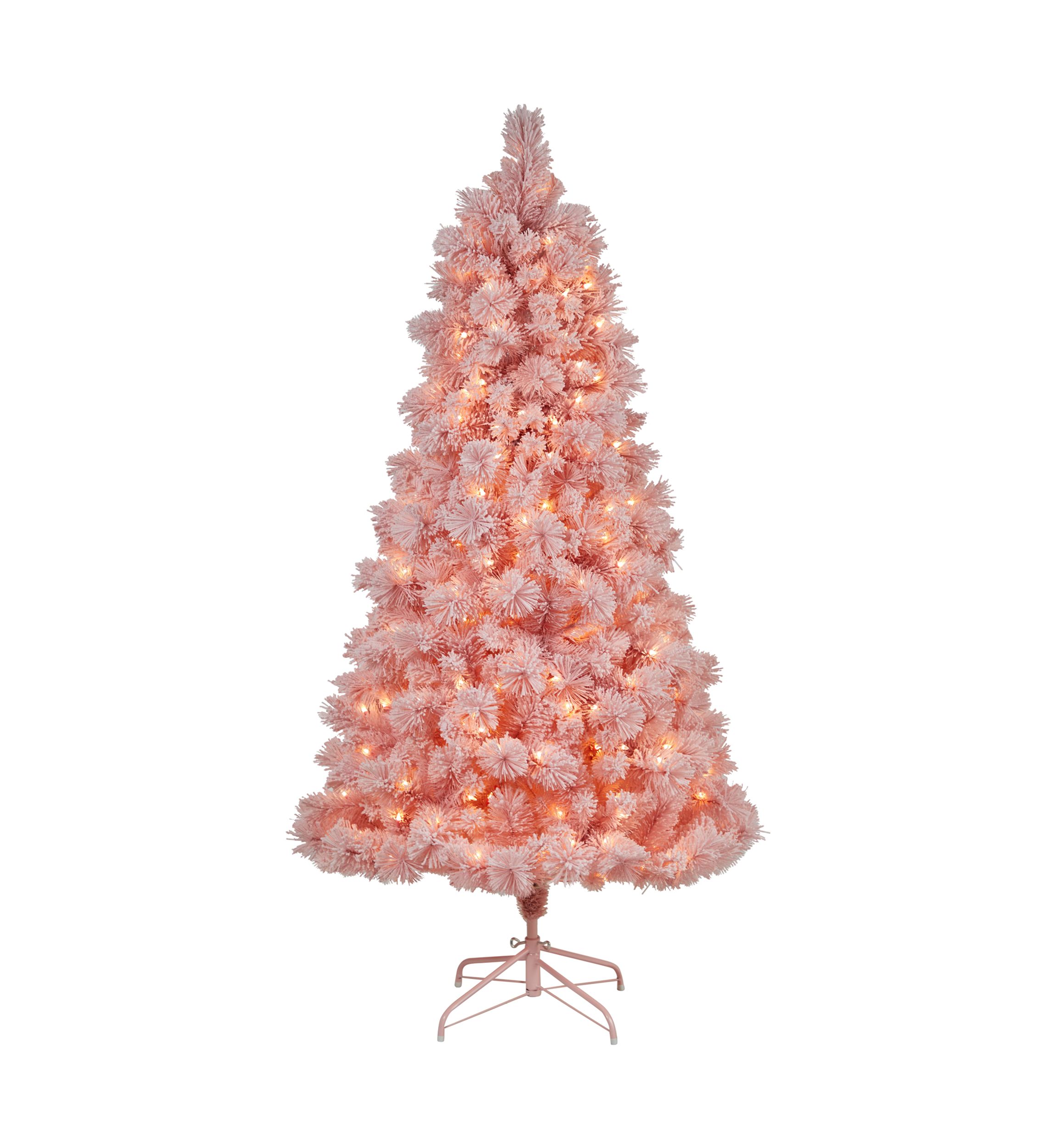 7-Foot Holiday Pink Cashmere Artificial Christmas Tree Artificial with 300 LED lights and 599 Bendable Branches