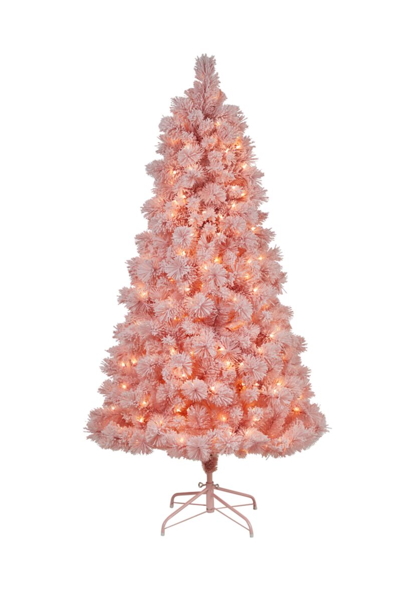7-Foot Holiday Pink Cashmere Artificial Christmas Tree Artificial with 300 LED lights and 599 Bendable Branches