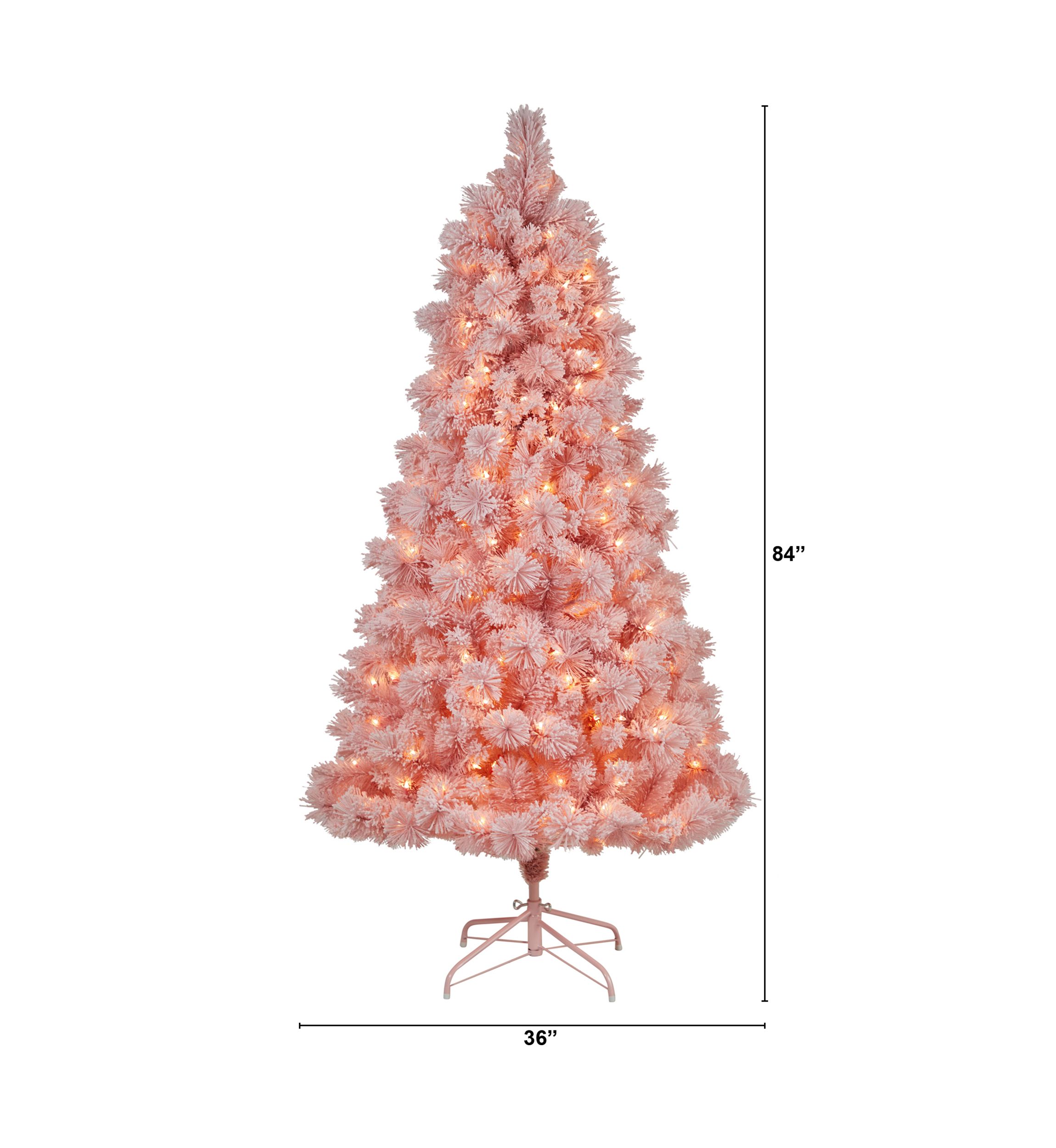 7-Foot Holiday Pink Cashmere Artificial Christmas Tree Artificial with 300 LED lights and 599 Bendable Branches