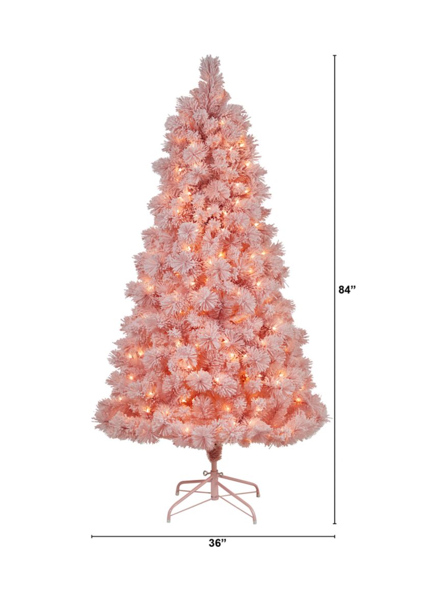 7-Foot Holiday Pink Cashmere Artificial Christmas Tree Artificial with 300 LED lights and 599 Bendable Branches