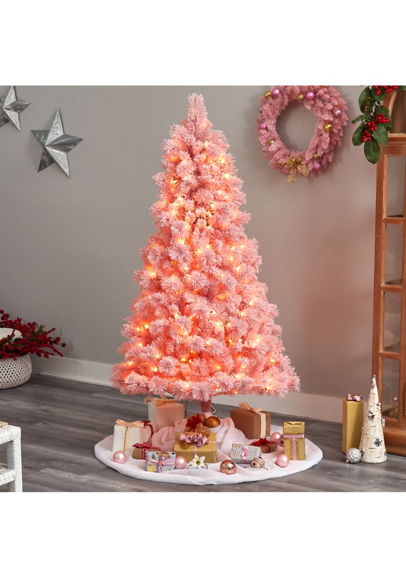 7-Foot Holiday Pink Cashmere Artificial Christmas Tree Artificial with 300 LED lights and 599 Bendable Branches