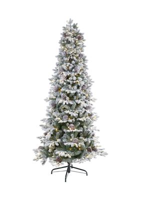 7.5-Foot Flocked Alaskan Pre-Lit Artificial Christmas Tree 350 LED Lights and 2155 Bendable Branches