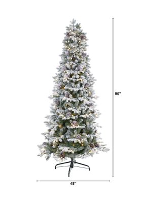 7.5-Foot Flocked Alaskan Pre-Lit Artificial Christmas Tree 350 LED Lights and 2155 Bendable Branches