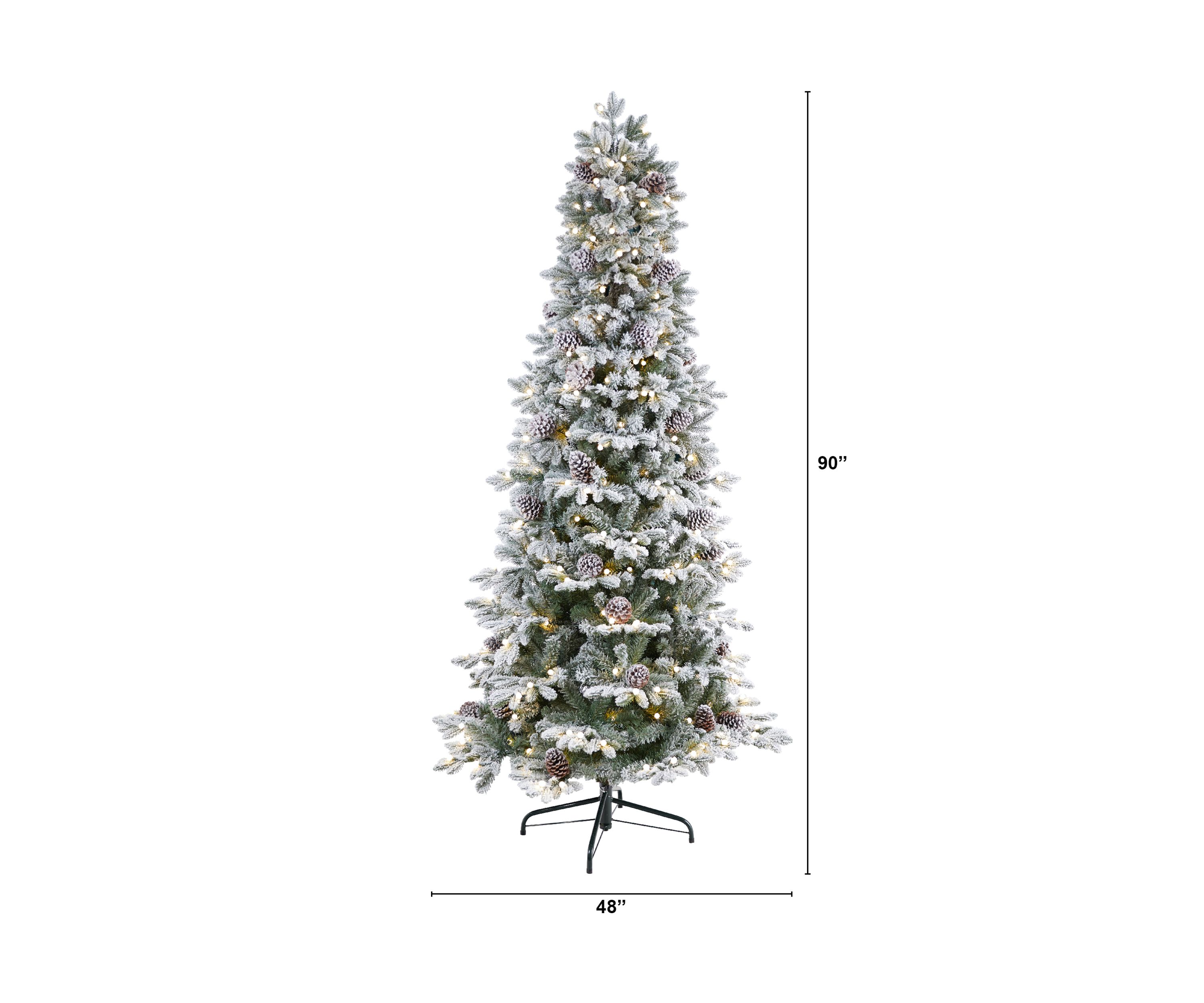 7.5-Foot Flocked Alaskan Pre-Lit Artificial Christmas Tree 350 LED Lights and 2155 Bendable Branches