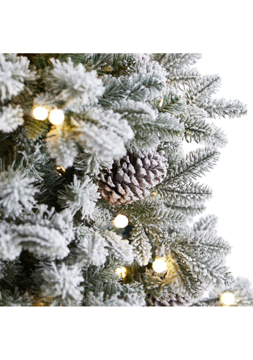 7.5-Foot Flocked Alaskan Pre-Lit Artificial Christmas Tree 350 LED Lights and 2155 Bendable Branches