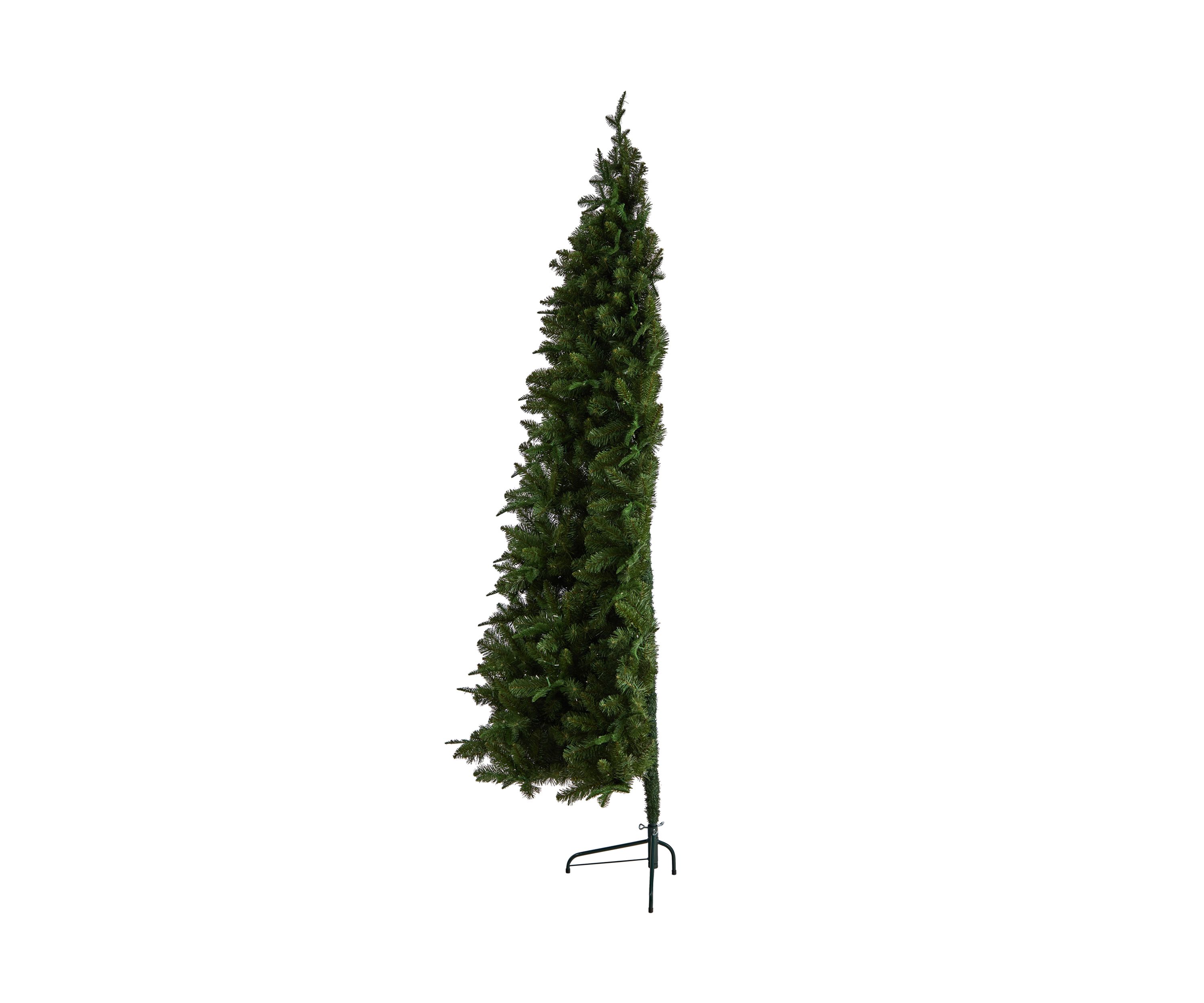8 Foot Grand Teton Spruce Flat Back Artificial Christmas Tree with 280 Warm White LED Lights and 1208 Bendable Branches
