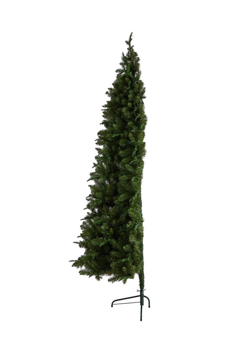 8 Foot Grand Teton Spruce Flat Back Artificial Christmas Tree with 280 Warm White LED Lights and 1208 Bendable Branches