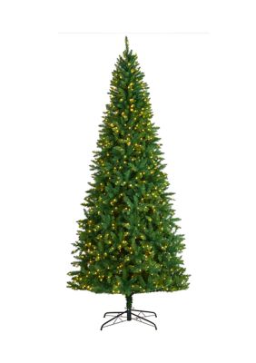 Nearly Natural 9 Foot Green Valley Fir Artificial Christmas Tree with 800 Clear LED Lights and 2093 Bendable Branches