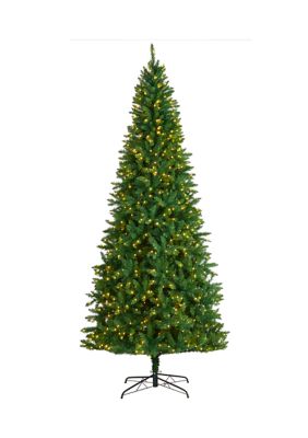 Nearly Natural 9 Foot Green Valley Fir Artificial Christmas Tree With 800 Clear Led Lights And 2093 Bendable Branches