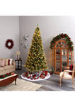 10 Foot Frosted Swiss Pine Artificial Christmas Tree with 850 Clear LED Lights and Berries