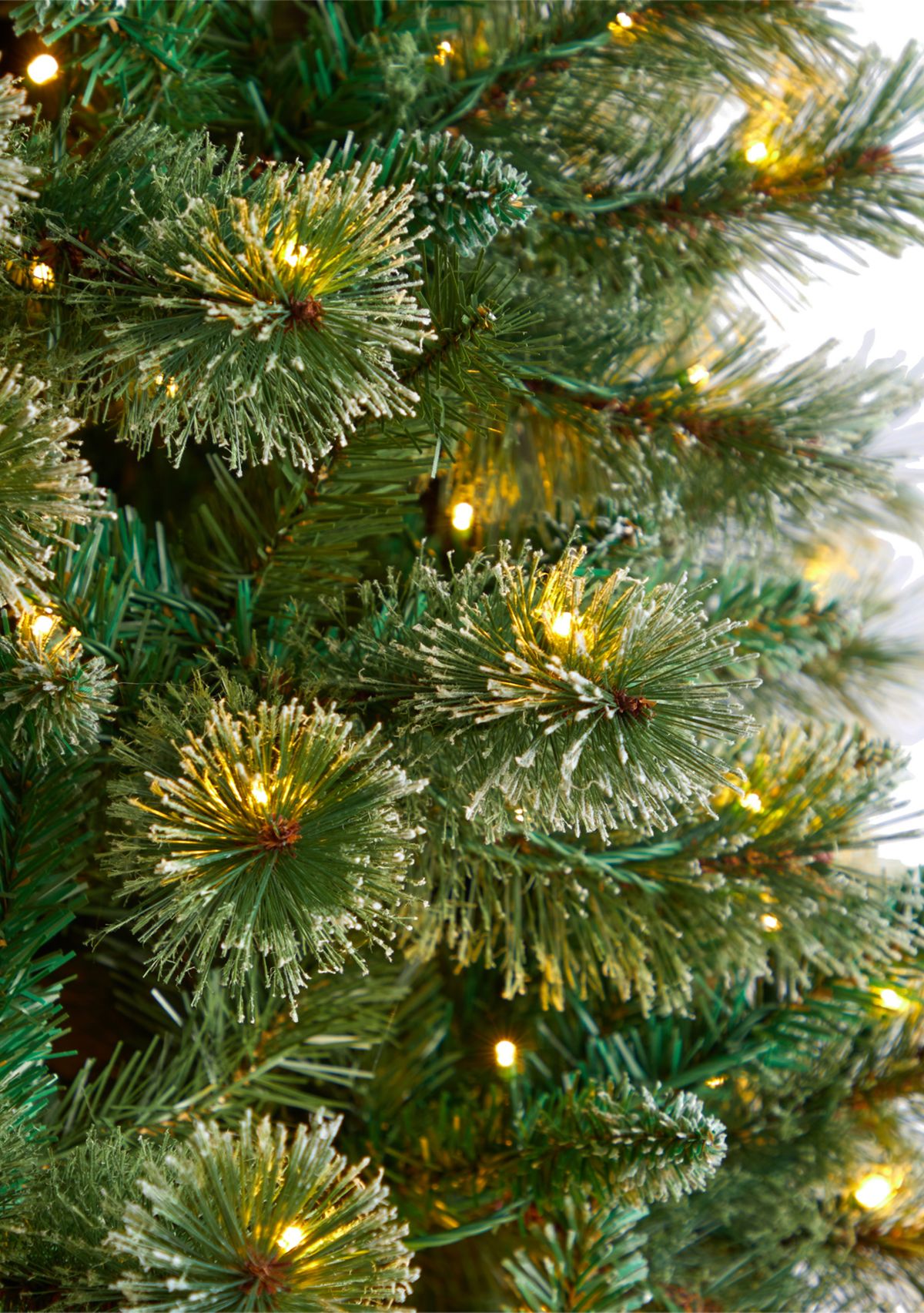 8 Foot Wisconsin Slim Snow Tip Pine Artificial Christmas Tree with 600 Clear LED Lights and 908 Bendable Branches