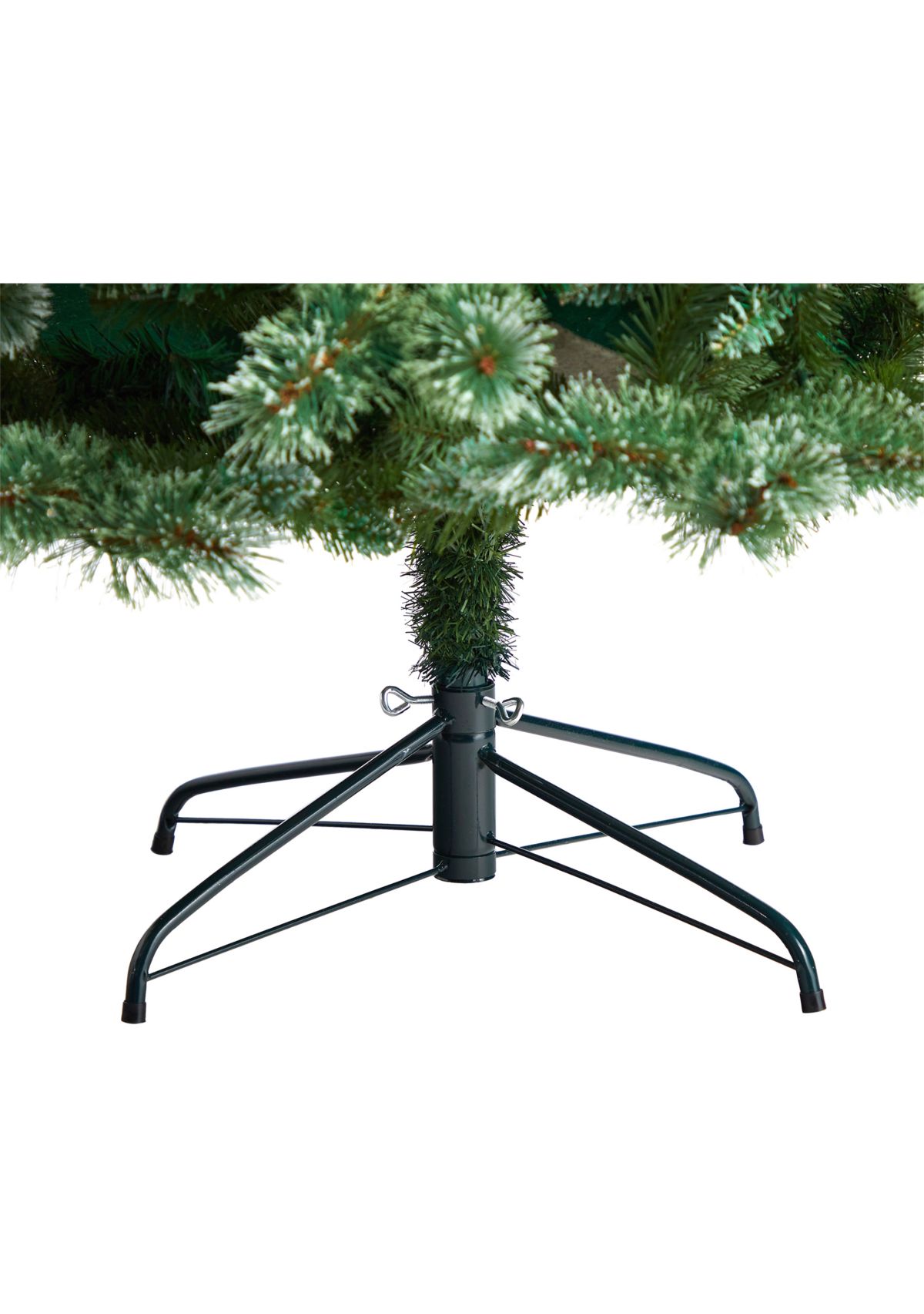 8 Foot Wisconsin Slim Snow Tip Pine Artificial Christmas Tree with 600 Clear LED Lights and 908 Bendable Branches