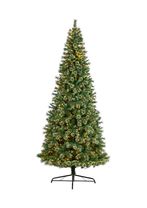 10 Foot Wisconsin Slim Snow Tip Pine Artificial Christmas Tree with 1050 Clear LED Lights