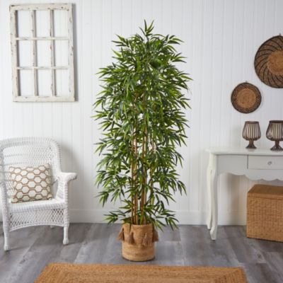 6-Foot Bamboo Artificial Tree with 1024 Bendable Branches in Handmade Natural Jute Planter with Tassels